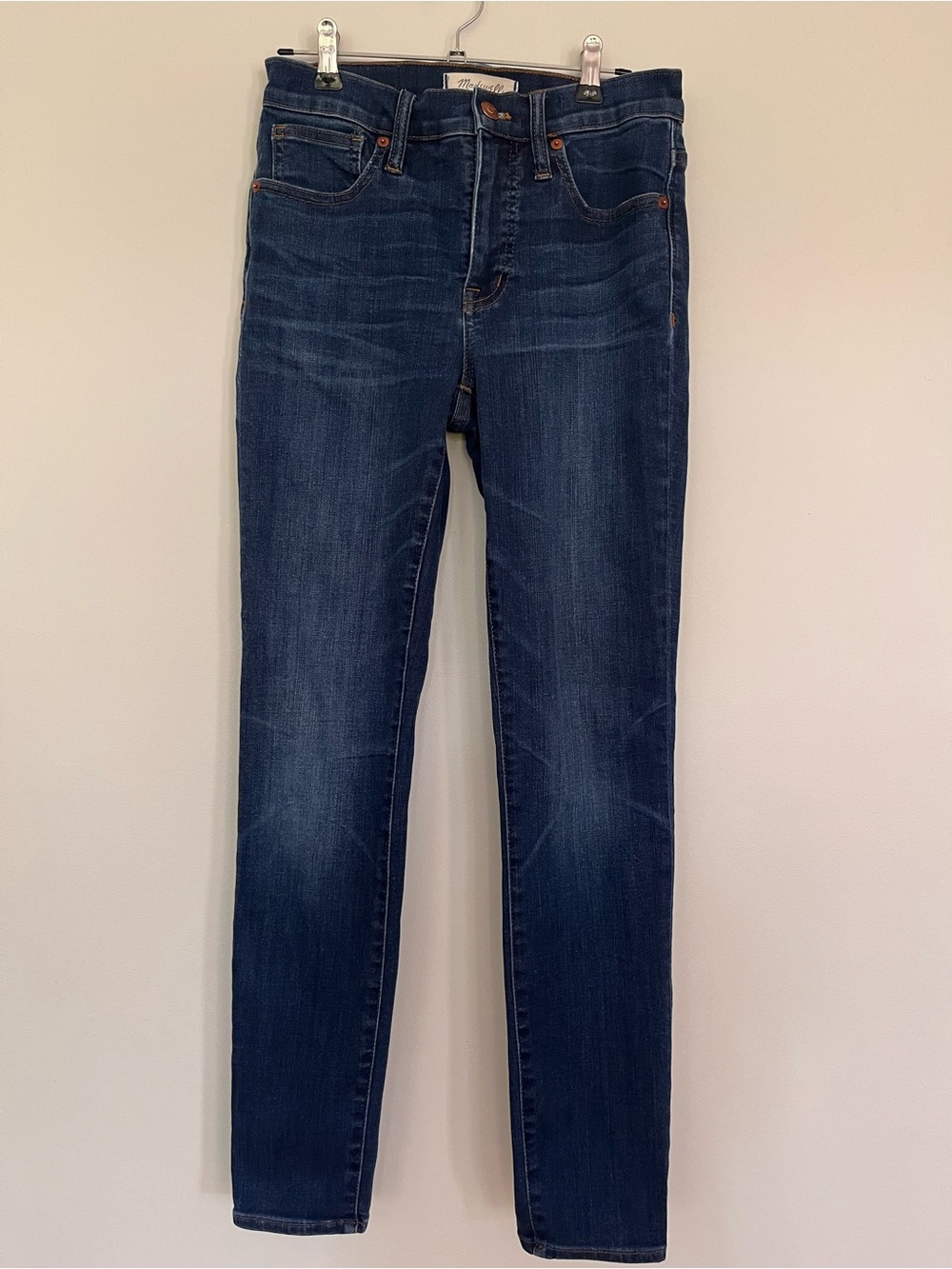 Madewell 9” High Rise Skinny Jeans in Dark Blue Denim